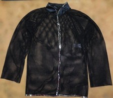 NWOT Black Mesh Long Sleeve Top Silver Sequins Designer Sample Dance Med Child