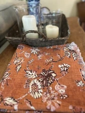 Threshold Fall Rust Floral Fray Edge Table Square New