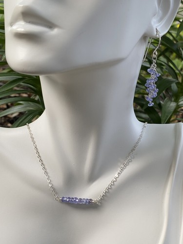 Sterling Silver Tanzanite Dangle Earrings, December Birthstone, Blue Violet Gem - 第 5/6 張圖片
