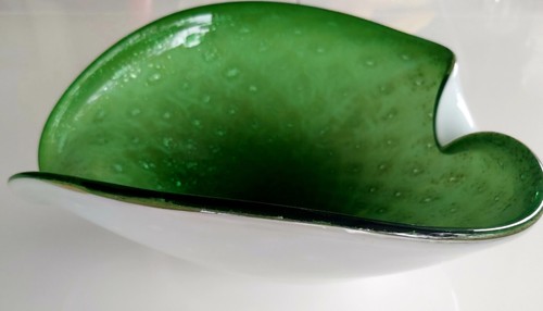 Stunning Barbini Green Murano Art Glass Bullicante, Aventurine And Opline Bowl - Picture 3 of 6