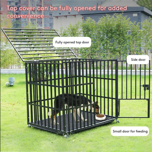 Extra Tall &Large Heavy Duty Mobile Carbon Steel Dog Cage Crate Kennel with Tray - Picture 8 of 18
