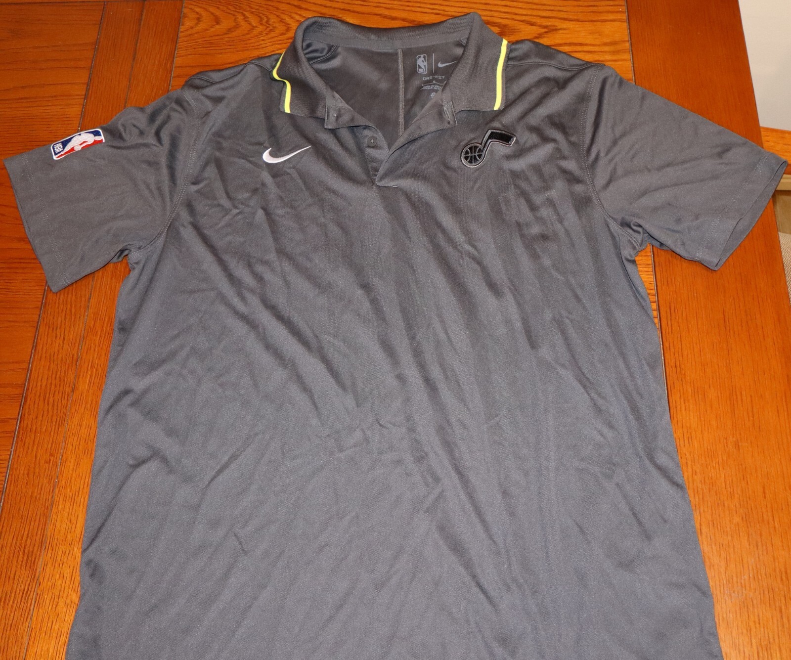 Utah Jazz Nike NBA Authentics Dri-Fit Golf Polo Gray Men's Size Large EUC