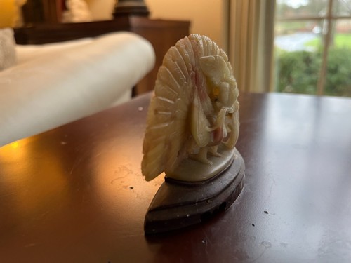 Vintage Small Soapstone Peacock Figurine with Base - Picture 7 of 10