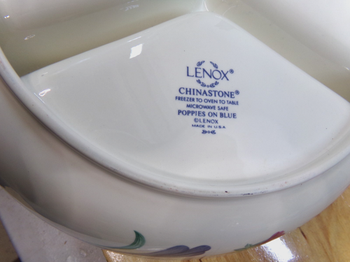Lenox Chinastone Poppies on Blue 3 Part Divided Serving Bowl 10 1/4" - Picture 5 of 6