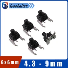 6x6mm Right Angle Momentary Tactile Push Button Switch SPST Waterproof 4.3 - 9mm