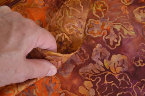 By 1/2 Yd, Leaf Print on Orange & Brown Cotton Batik, Moda/Paradise/4512, M8810 - Picture 4 of 5