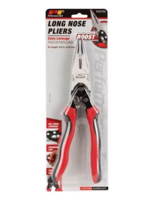 PERFORMANCE TOOL 8-1/2'' BOOST LONG NOSE CUTTING PLIERS 60% MORE LEVERAGE W30792
