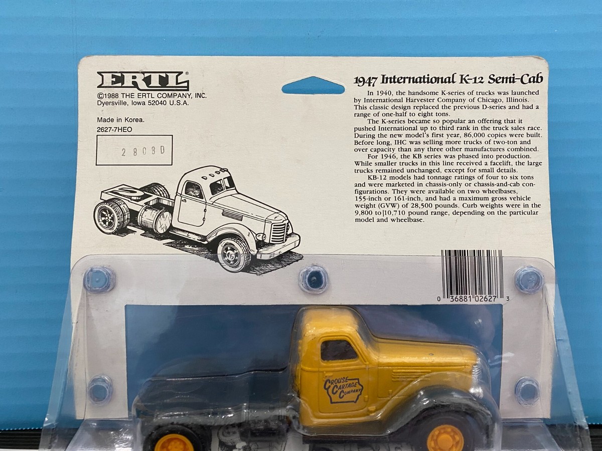 Ertl Vintage Vehicles 1947 International K-12 Semi-cab Hot Yellow