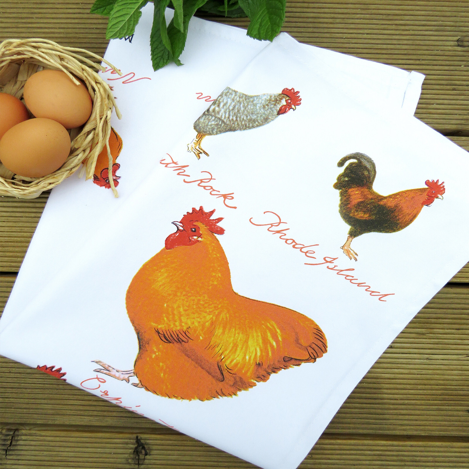 Chicken Breeds cotton Tea Towel Chickens tea towels hens poultry hen McCaw Allan