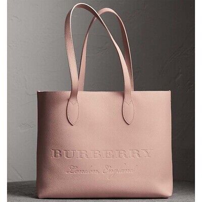 NWT $1250 Burberry Textured Large Remington Embossed Logo Pink Leather Tote  Bag | eBay