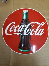 Cola Cola Porcelain Enamel Button Sign Bottle Ande Rooney D