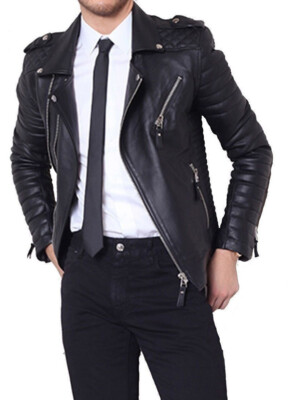 New Mens Leather Jacket Slim fit Biker Motorcycle Genuine Cow Leather Jacket NC642 New Mens Leather Jacket Slim fit Biker Motorcycle Genuine Cow Leather Jacket NC642