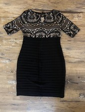 Beautiful Adrianna Papell Womens Black Floral Lace Back Zip Sheath Dress Size 6