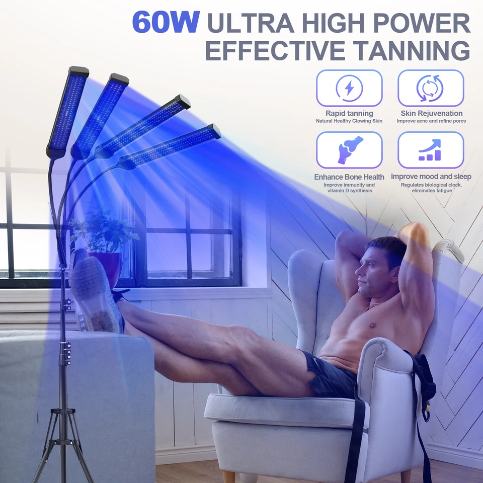 UV Tanning Lamp Kit 60W Solarium Bulb Boost Natural Bronze Sunless Skin-Friendly - image 4 of 4