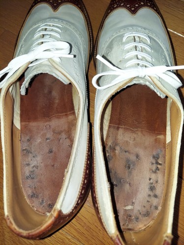 Vintage 1930s Spectator Shoes A S Beck White Nubuck Brown Calf Wingtip Oxfords 9 - Picture 20 of 24