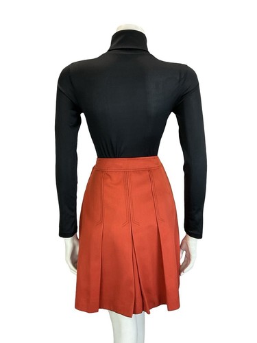 MINIGONNA VINTAGE ANNI 60 70 ARANCIONE RUGGINE PLISSETTATA LINEA A MOD PREPPY 4 - Foto 10 di 11