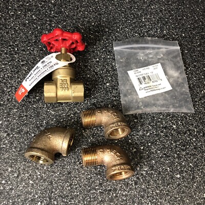 1/2 In. FIPS x 1/2 In. FIPS Brass Low Lead Gate Valve 100-403NL And 3 elbows