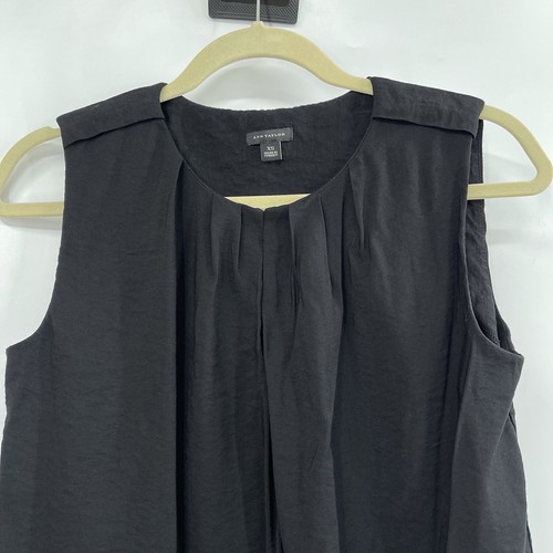 Ann Taylor Loft Women's Tank Top SZ XS Black Sleeveless Pleated Light Weight - 第 2/8 張圖片