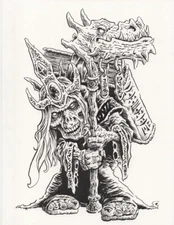 Lich-Toon Style-Fantasy Illustration-OOAK Ink Drawing-Original Art-DND Monster