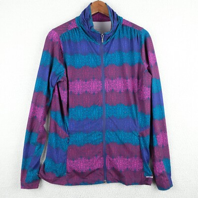 Merrell Jacket Womens Large Blue Purple Geometric Bomber Full Zip Outdoor