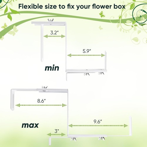 Adjustable Planter Box Bracket, Flower Box Holder Brackets for Deck Railing, ... - Picture 4 of 7