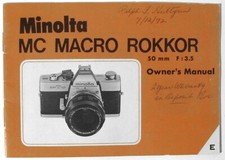 Vintage Minolta MC Macro Rokkor Owner's Manual