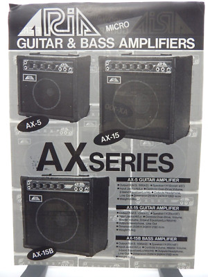 ARIA Guitar & Bass Amplifier Vintage 1983 Brochure Micro AX100 AX100B AX-5 AX 15