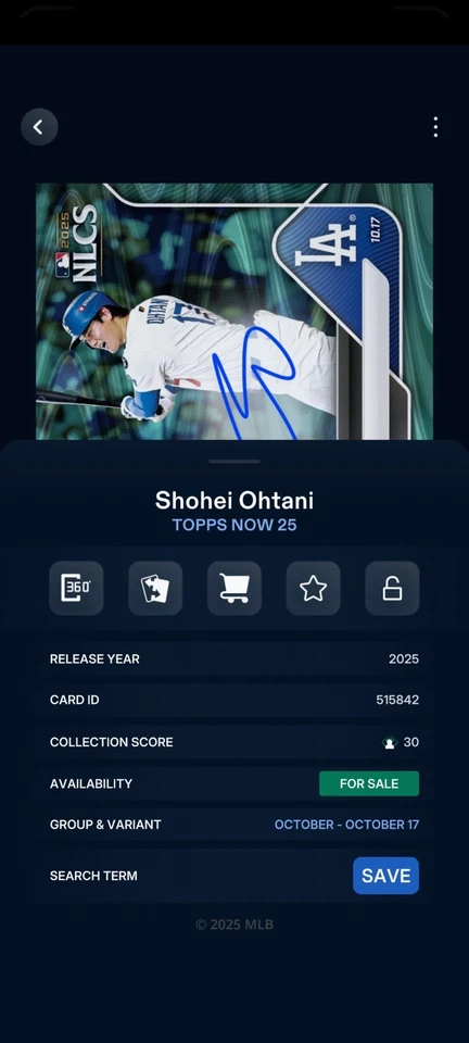 *Solo digital* Topps Bunt Shohei Ohtani Iconic Auto ALCS Juego 4 Foto 2 de 2