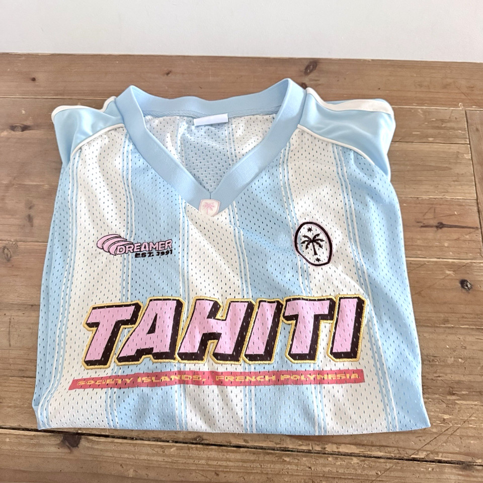 Cotton On Jersey Top Size XL Womens Embroidered Stripe Relaxed T-Shirt Tahiti