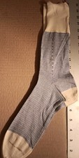 VINTAGE FRENCH MADE Express 4 Export STRIPE LISLE SOCK 20" FULL CALF 11s CLOCKED