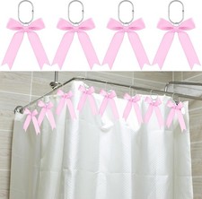 12 Pcs Light Pink Bow Shower Curtain Hooks Cute Bow Knot Ribbon Curtain Hooks