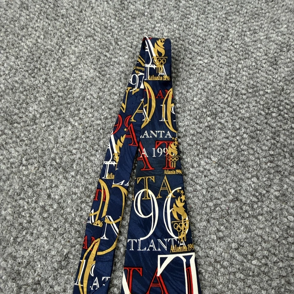 Corbata vintage de seda azul para hombre de los Juegos Olímpicos de Atlanta 1996 recuerdo de EE. UU. Foto 3 de 4