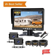 Dual RV Backup Camera with 7 Inch Monitor, AHD 1080P, 2 Channel, DIY Guide Li...