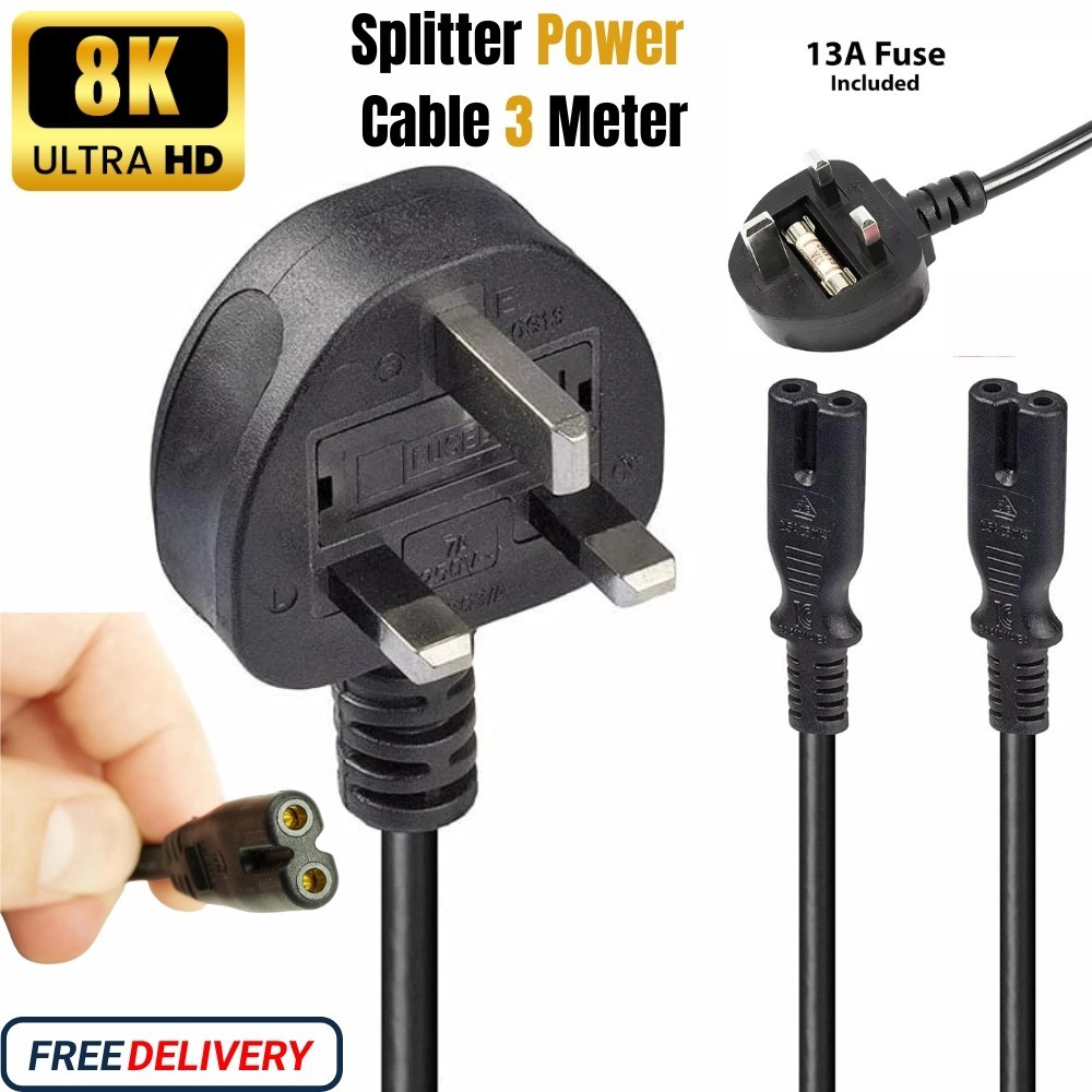 10M/5M/3M Figure 8 Cavo Alimentazione Rete IEC C7 PS5 PS4 PS3 XBOX ONE SLIM LOTTO foto 3