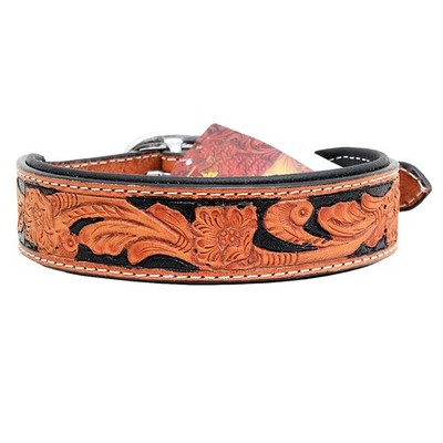 BH Small Hilason Heavy Duty Handpainted Genuine Leather Dog Collar Black with