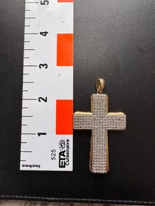Authentic 1 Carot T.W. Cross Pendent Gold Plated Huge (2 plus inches)