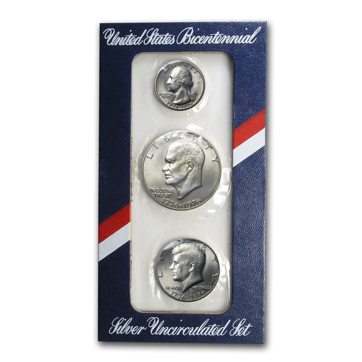 アメリカ　1976－s　3枚　SILVER 　セント　白封筒　少数品 1976-S Bicentennial Silver Uncirculated Set | eBay
