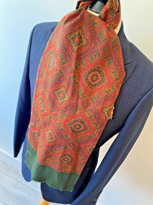 VINTAGE Herren BURGUNDER RETRO PAISLEY MUSTER MIX ABEND LANGER SCHAL CAVAT