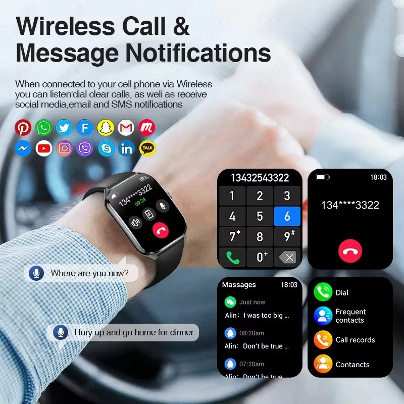 2.5D Curved Screen Smart Watch Men BT Calling Ultra Thin Sports Tracker Bracelet - image 2 of 4