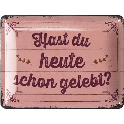 LANOLU Blechschild Heute schon gelebt Spruchschild - 15x20cm