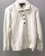 Vintage Eddie Bauer Cable Knit Fisherman Sweater Women's Small Buttons