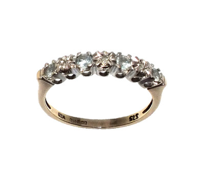 Damen Frauen 9 Karat Gelbgold Diamant & klarer Stein 1/2 Eternity Ring UK P