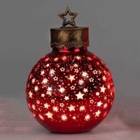 Deko-Kugel Sterne-Rot 28Cm LED Crackle-Optik Glas formano 750396 Weihnachtskugel