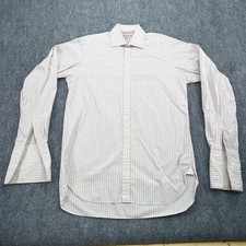 Thomas Pink Shirt Mens 15 35 Striped Superfine Two Fold 170s Button Up IRELAND