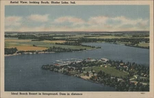 Monticello,IN Aerial View,Shafer Lake,Ideal Beach Resort,Indiana Tichnor Vintage