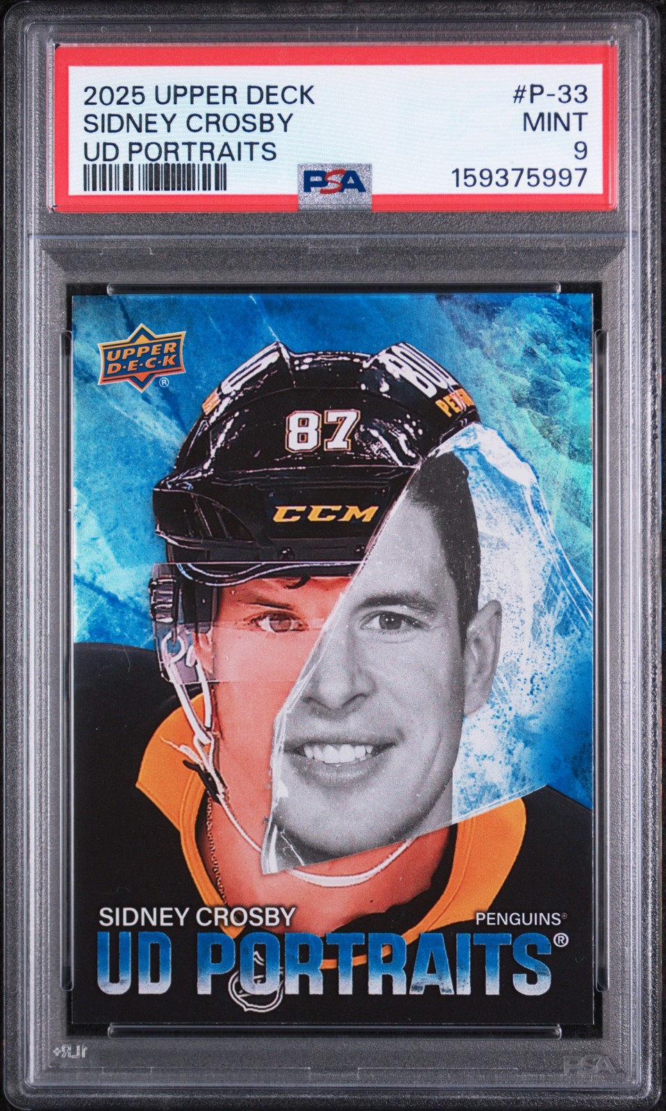 2025 UD UD PORTRAITS #P-33 SIDNEY CROSBY PSA 9