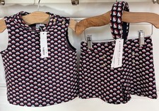 NWT Janie Jack Shirt Shorts Headband Set 3 Blue Red Sailboat Nautical Resort