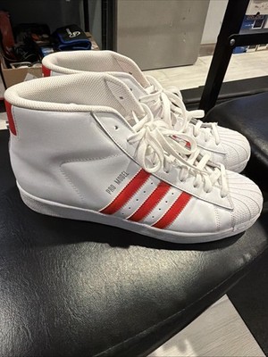 Adidas Pro Model Mid White Red Stripes Mens Size 12 FV4493 Leather