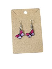 NEW novelty fashion EARRINGS dangle metal pink butterflies