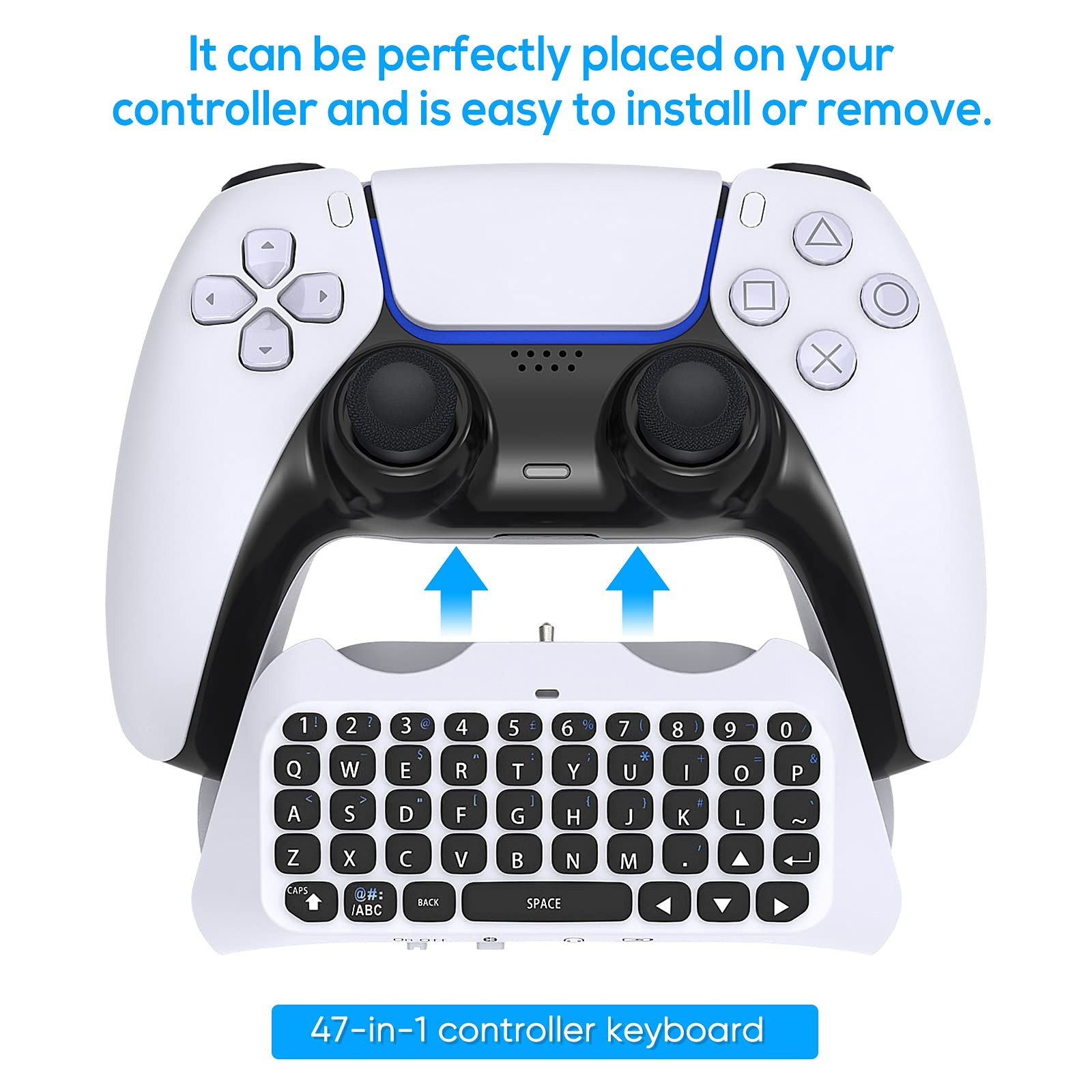 Wireless Keyboard for PS5/PS5 Pro Controller, Bluetooth 3.0 Mini Chatpad Mess...